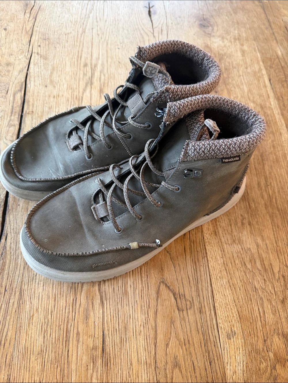 Hey Dude Men's Brown High-Top Canvas Boots size 11